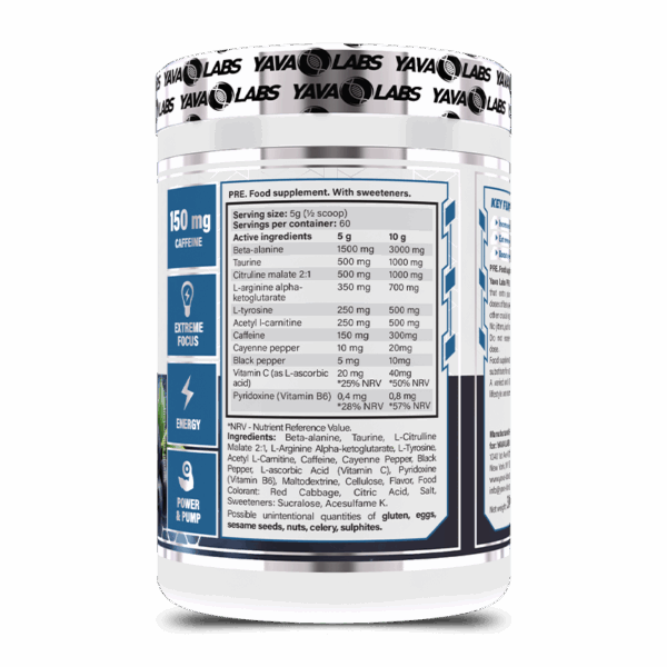 YAVA LABS PRE WORKOUT 300GR – Image 2