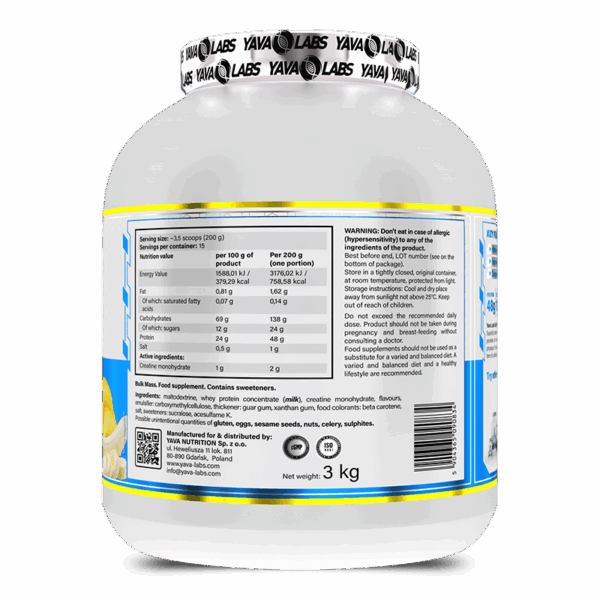 YAVA LABS BULK MASS 3KG – Image 2